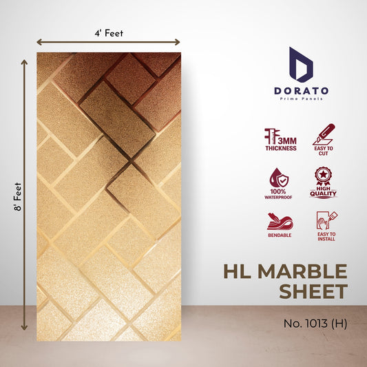 UV 1013 Dorato HL Marble Sheet No. 1013 (H) – Premium Decorative Wall Panel | 3mm Thick | 4ft x 8ft | Waterproof PVC Marble Sheet
