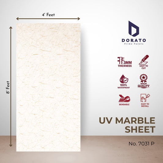 UV 7031 Dorato UV Marble Sheet – Model 7031 P | 4ft x 8ft Premium Waterproof PVC Wall Panel (3mm Thickness)