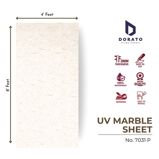 UV 7031 Dorato UV Marble Sheet – Model 7031 P | 4ft x 8ft Premium Waterproof PVC Wall Panel (3mm Thickness)