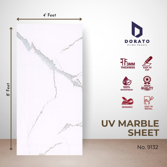 uv 9132 Dorato UV Marble Sheet – Model 9132 | 4ft x 8ft Premium PVC Marble Wall Panel | 3MM Thick Waterproof Interior Panel