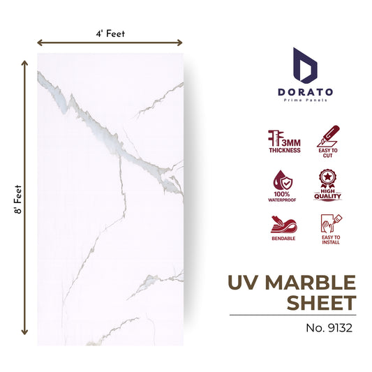 uv 9132 Dorato UV Marble Sheet – Model 9132 | 4ft x 8ft Premium PVC Marble Wall Panel | 3MM Thick Waterproof Interior Panel