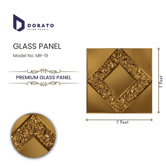 Dorato Premium Glass Panel MR-19 – Luxury Decorative Wall Panel (1 ft x 1 ft)