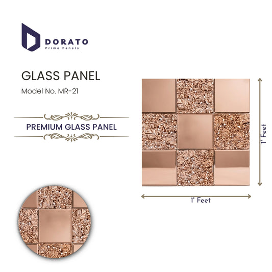 Dorato MR-21 Premium Glass Panel – Decorative 1 ft x 1 ft Designer Wall Tile