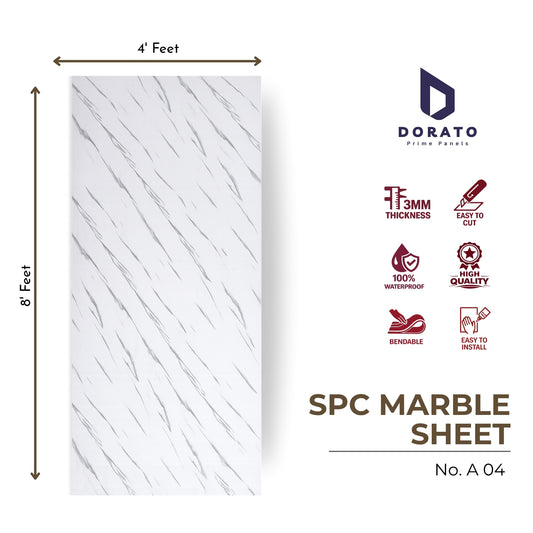 UV A04 SPC A04Dorato SPC Marble Sheet – Model A04 | Waterproof PVC Wall Panel (4 Ft x 8 Ft, 3mm Thickness)