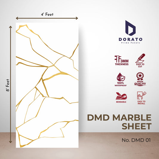 UV 01 Dorato DMD Marble Sheet – Model DMD 01 | 4ft x 8ft Waterproof Decorative Wall Panel