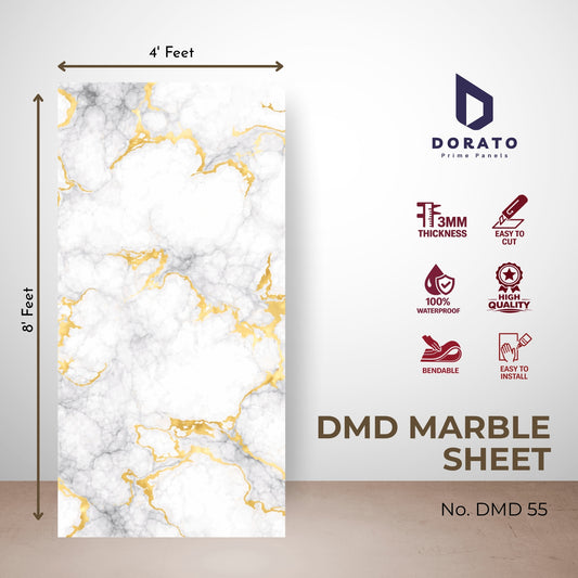 UV 55 Dorato DMD Marble Sheet – Model DMD 55 | 4ft x 8ft Waterproof Decorative Wall Panel (3mm)