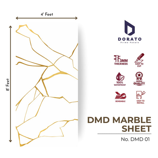 UV 01 Dorato DMD Marble Sheet – Model DMD 01 | 4ft x 8ft Waterproof Decorative Wall Panel