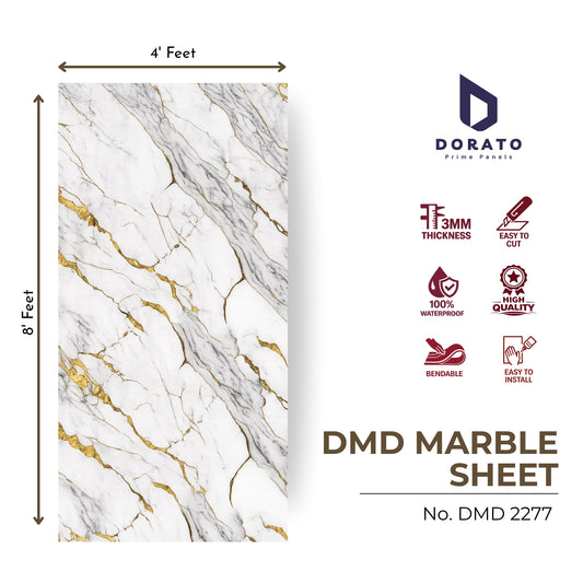 uv 2277 Uv sheet 2277 Dorato DMD Marble Sheet – Model 2277 | Premium Waterproof PVC Wall Panel (4ft x 8ft, 3mm Thickness)