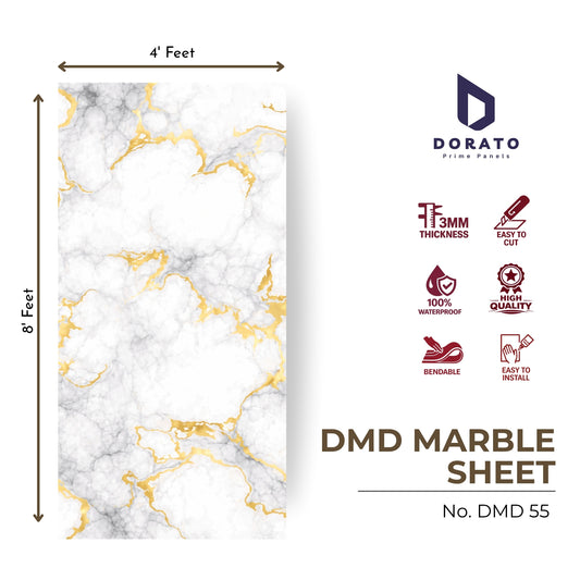 UV 55 Dorato DMD Marble Sheet – Model DMD 55 | 4ft x 8ft Waterproof Decorative Wall Panel (3mm)
