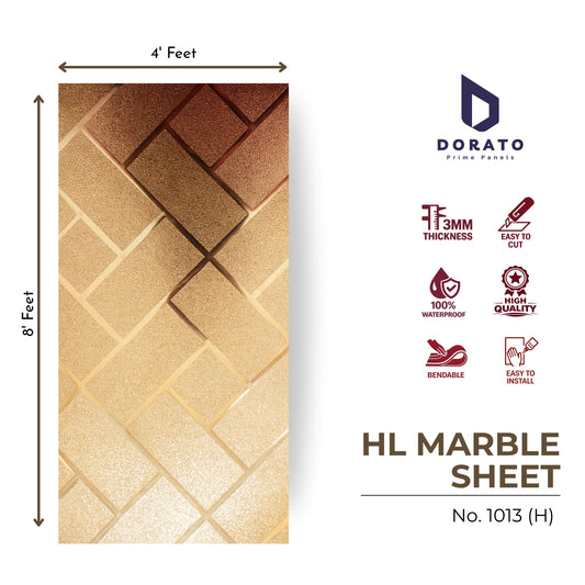 UV 1013 Dorato HL Marble Sheet No. 1013 (H) – Premium Decorative Wall Panel | 3mm Thick | 4ft x 8ft | Waterproof PVC Marble Sheet