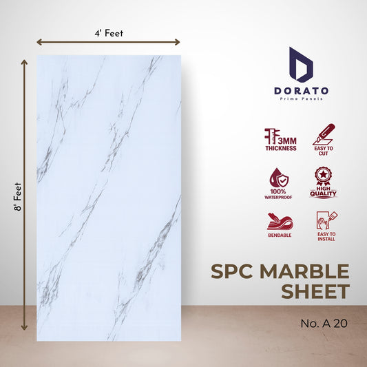 UV A20 Dorato SPC Marble Sheet A20 – 4x8 Feet Waterproof Decorative Wall Panel (3mm Thickness)