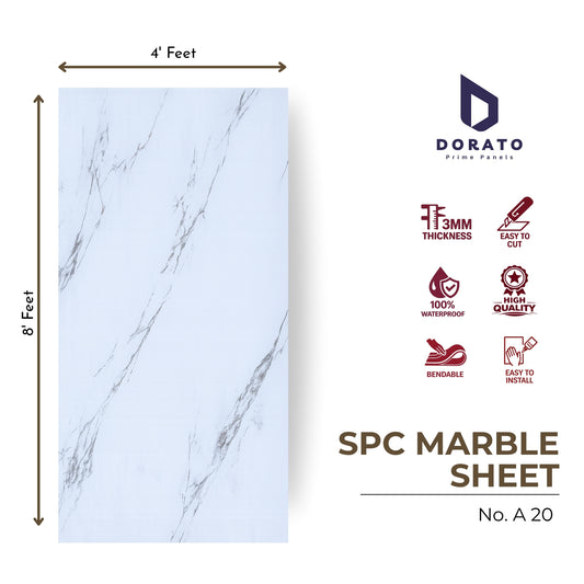 UV A20 Dorato SPC Marble Sheet A20 – 4x8 Feet Waterproof Decorative Wall Panel (3mm Thickness)